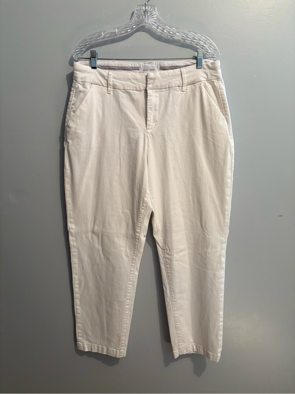 Dear John White Lightweight Pants Midrise Straight Leg Ankle Length Size 31